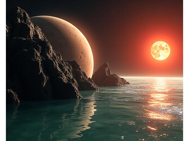 Artistic representation of an exoplanet orbiting a distant star, suggesting habitable zones, for Project Kepler-NEXT.