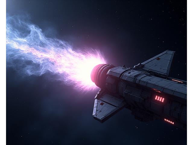 Detailed illustration of an advanced spacecraft propulsion system, showcasing futuristic design and powerful thrust, for Project Hyperion.