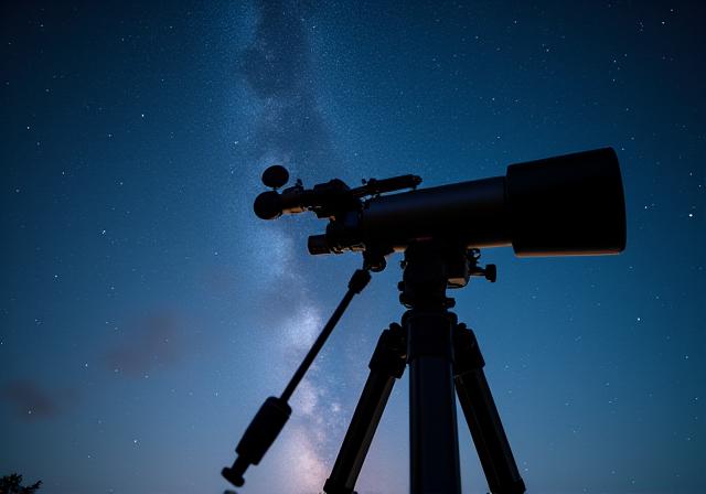 Télescope d'astrophotographie sous un ciel étoilé