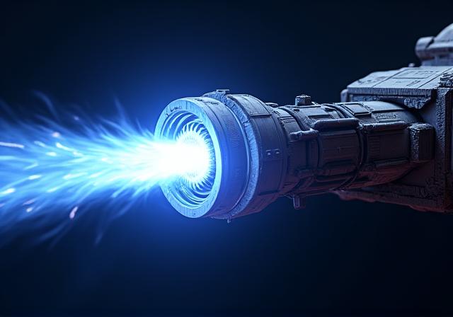 Moteur de propulsion spatiale avec des flammes bleues
