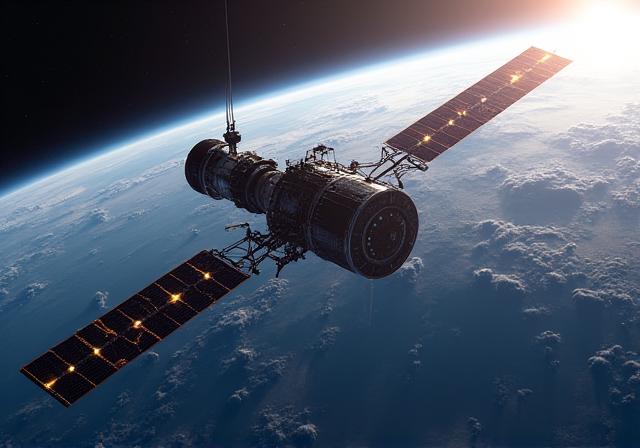 Conception numérique d'un satellite en orbite